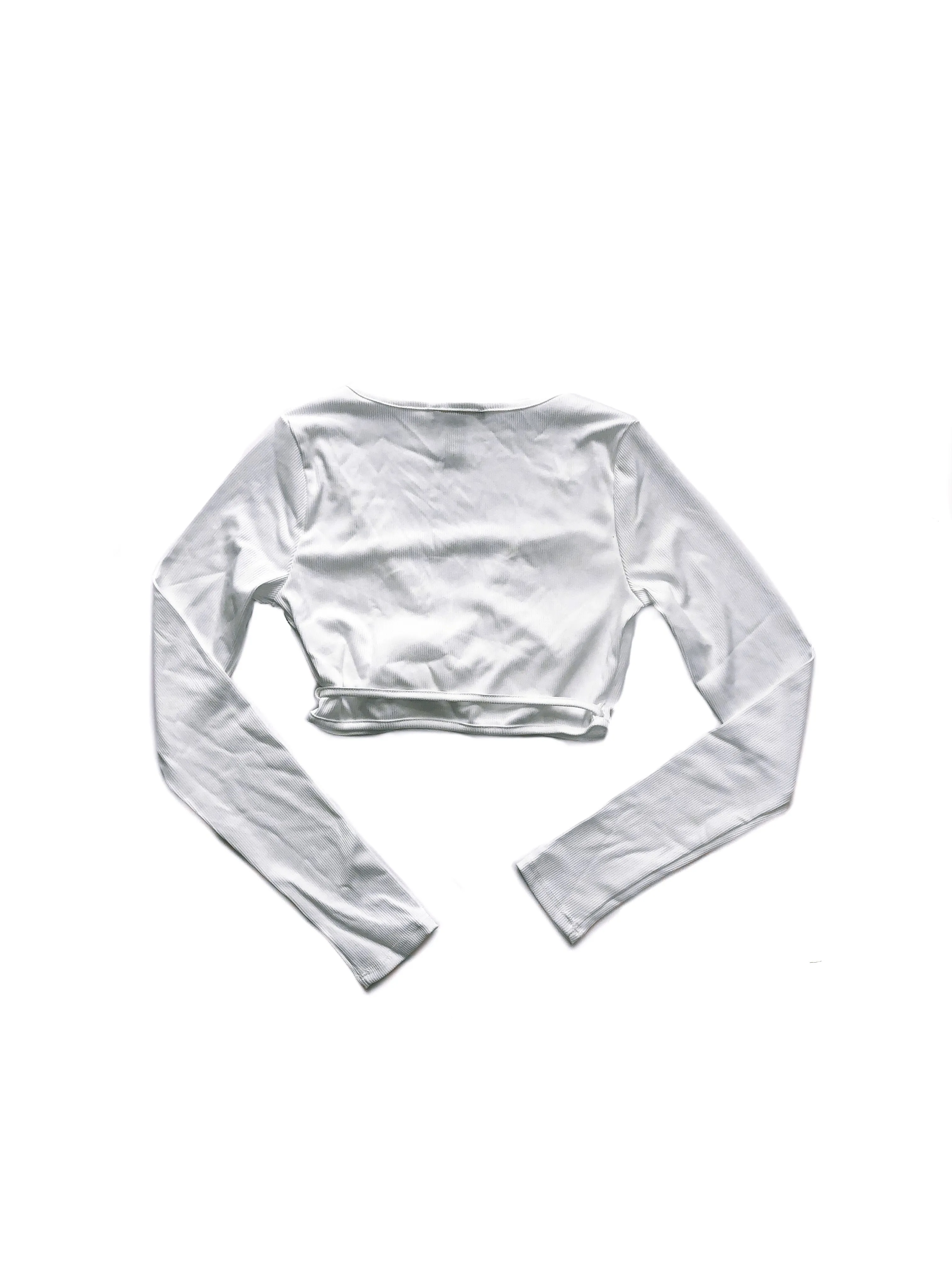 Polly Wrap Crop Top - White