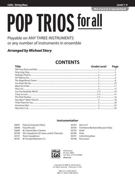 Pop Trios for All - Cello and Double Bass