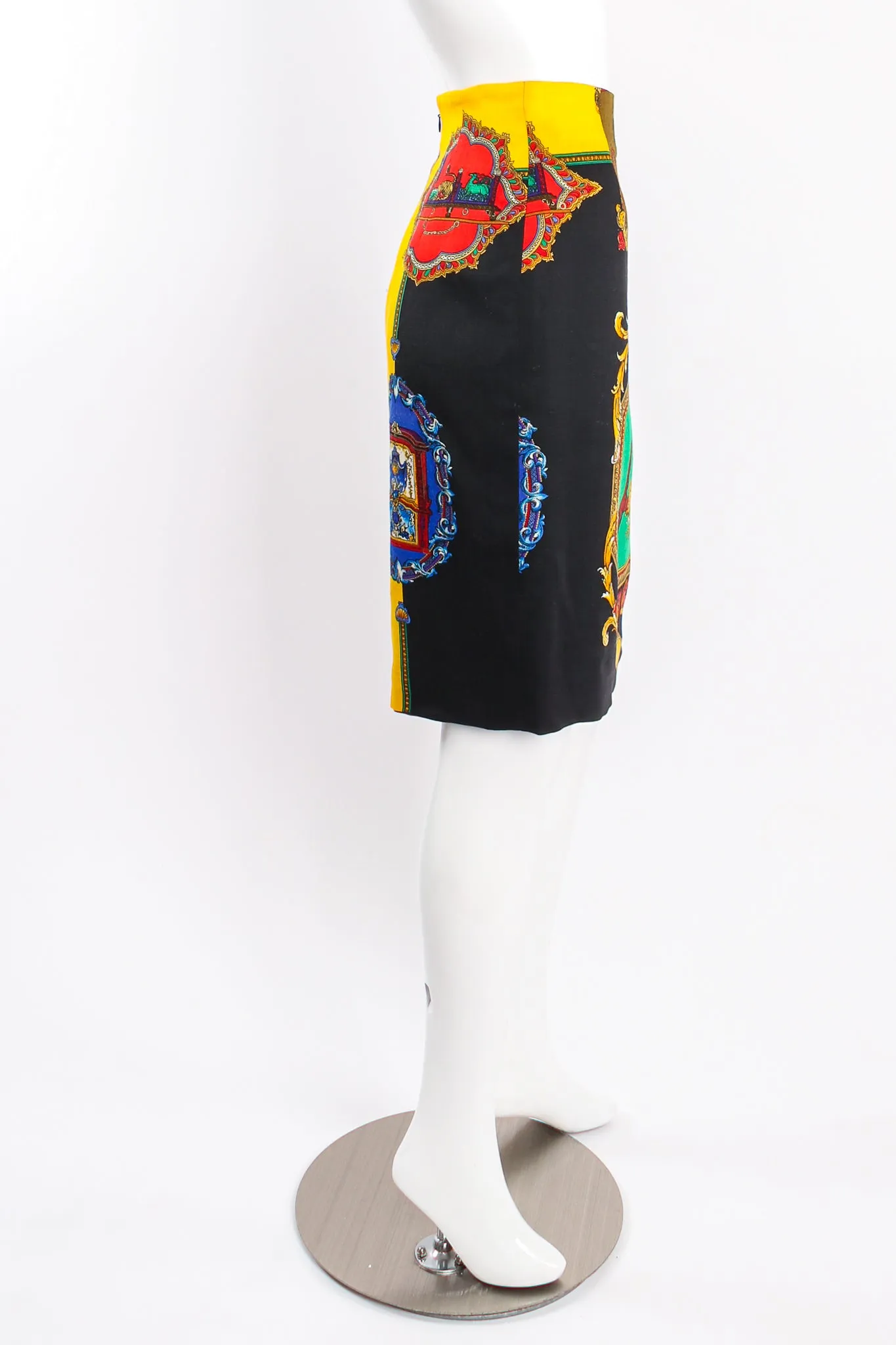 Rainbow Baroque Print Jacket & Skirt Suit