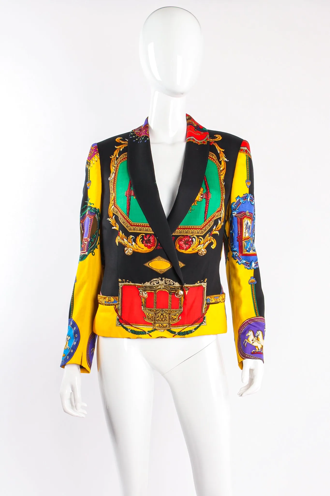 Rainbow Baroque Print Jacket & Skirt Suit