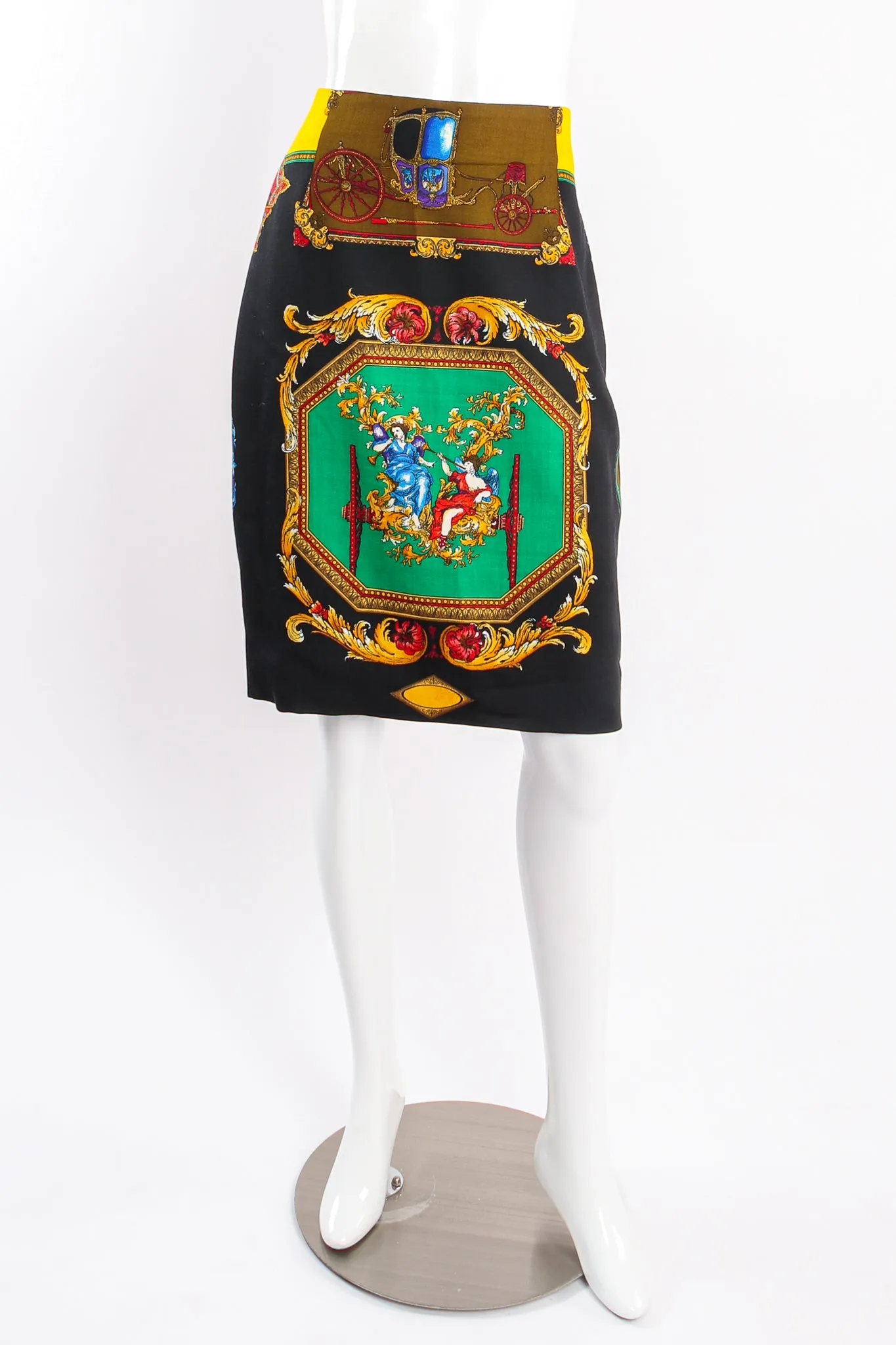 Rainbow Baroque Print Jacket & Skirt Suit