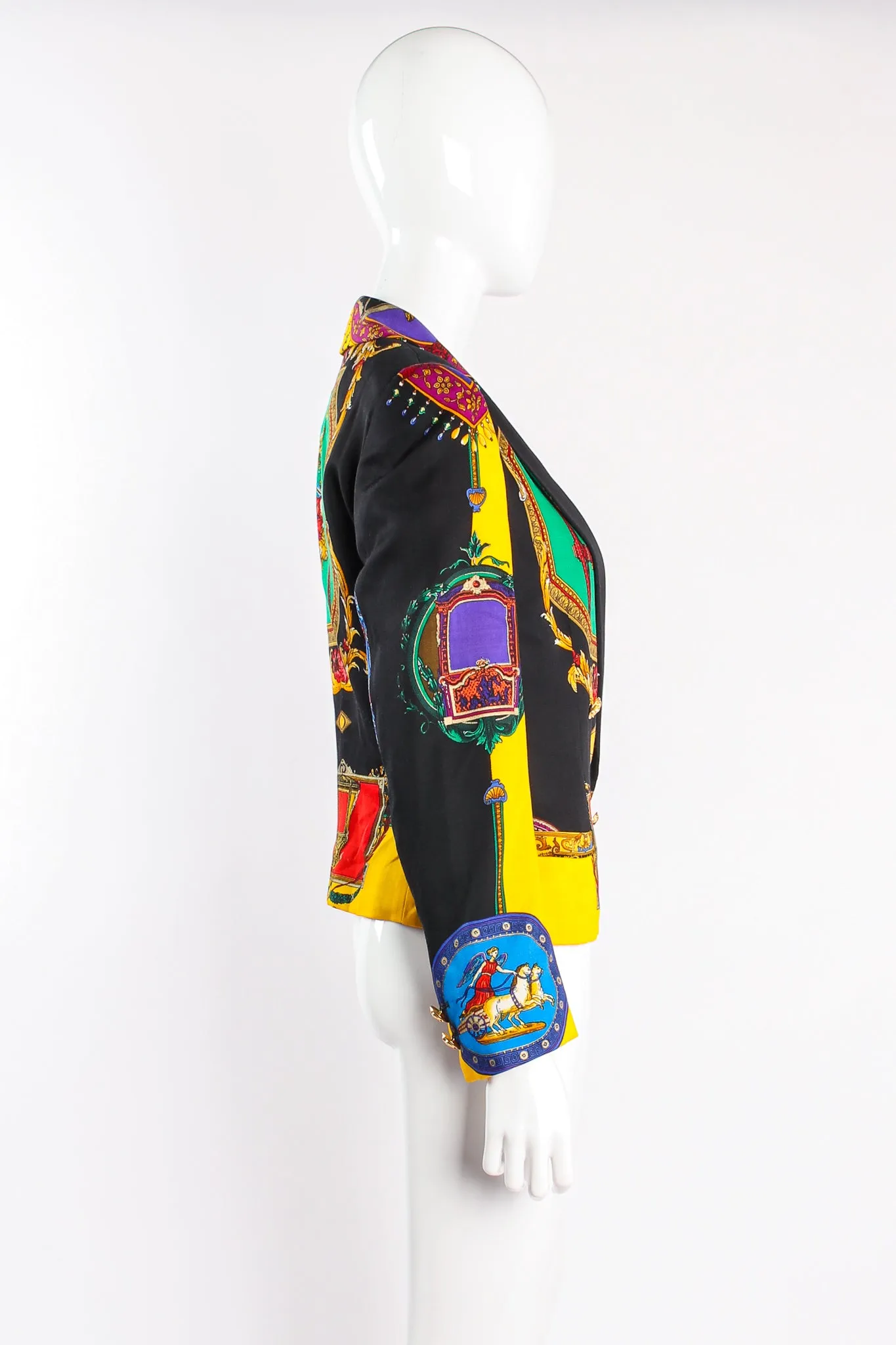 Rainbow Baroque Print Jacket & Skirt Suit