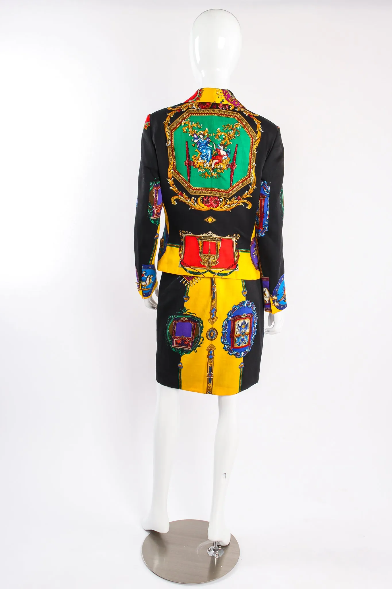 Rainbow Baroque Print Jacket & Skirt Suit