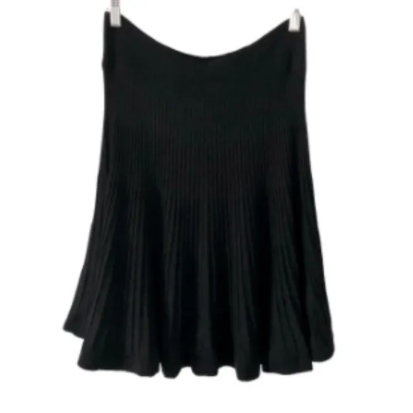Rebecca Taylor Pleated Black Stretch Skirt Size Medium