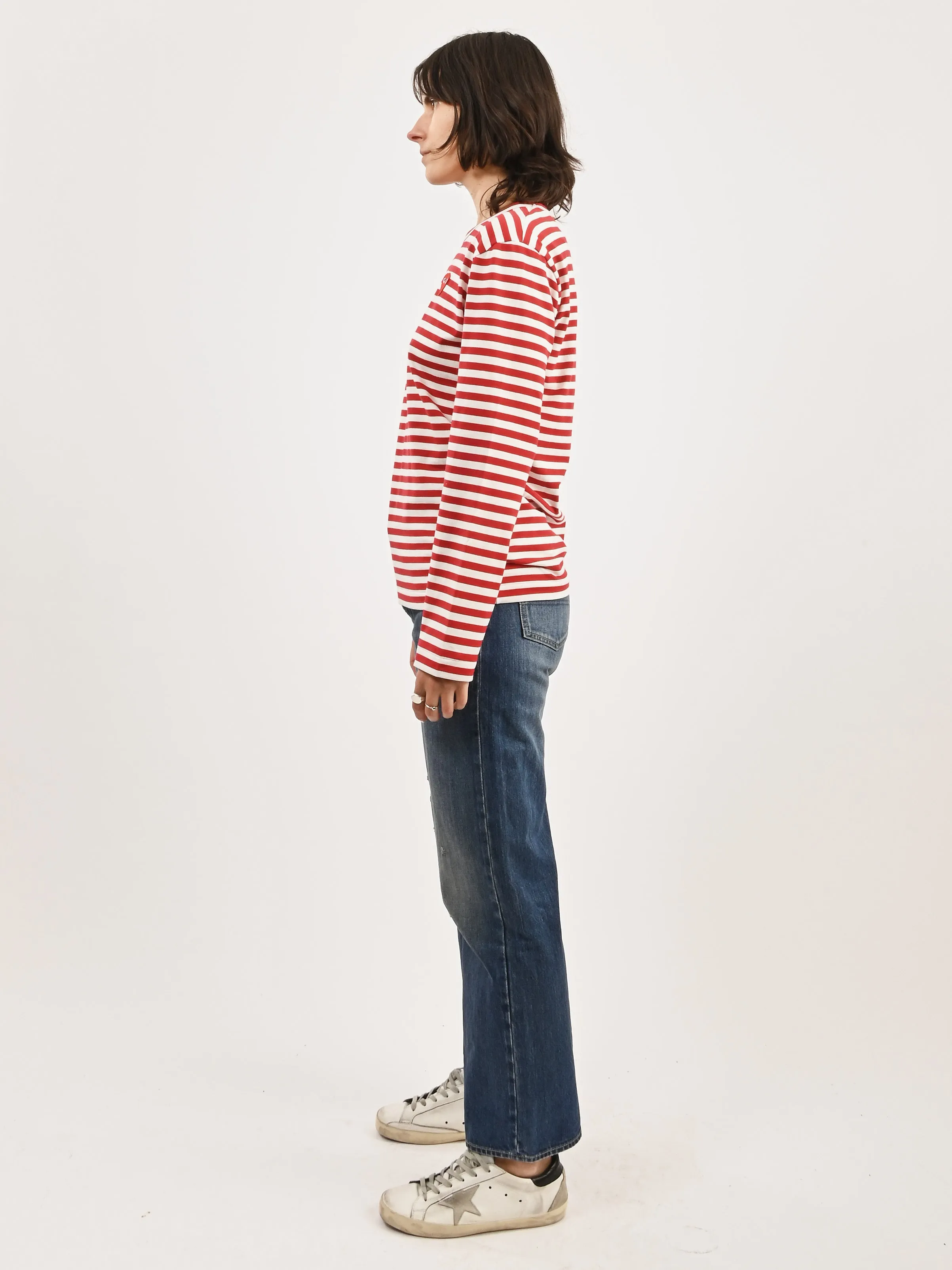 Red/White Red Heart Play Striped T-Shirt