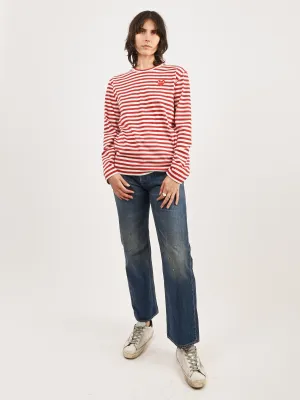 Red/White Red Heart Play Striped T-Shirt
