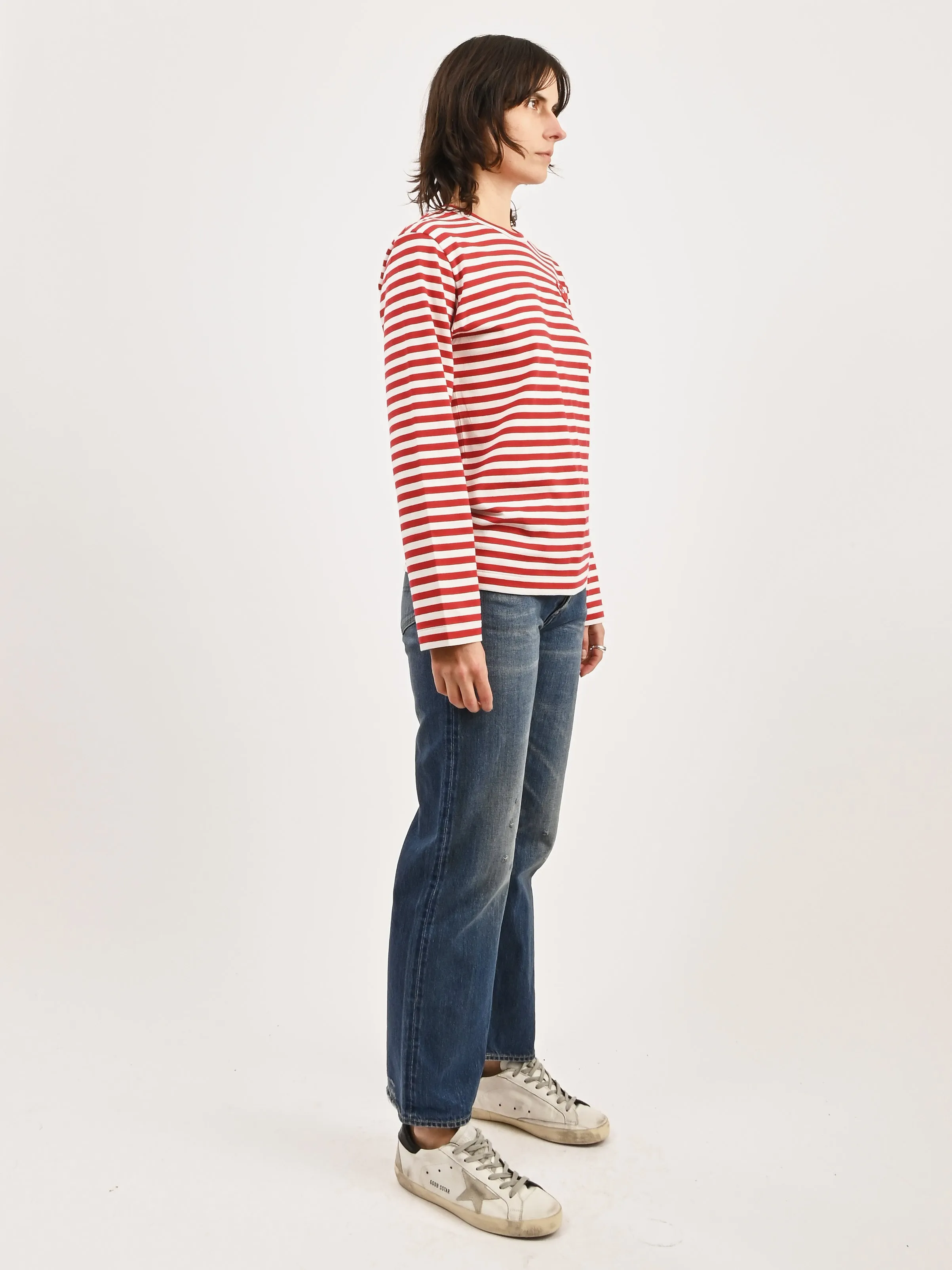Red/White Red Heart Play Striped T-Shirt