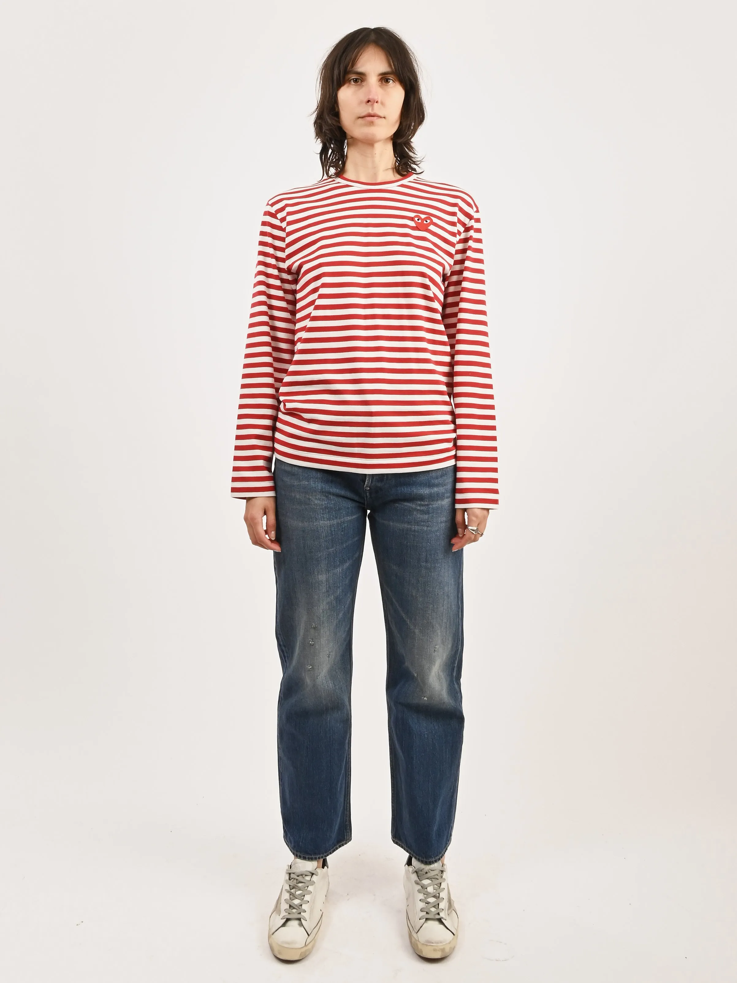 Red/White Red Heart Play Striped T-Shirt