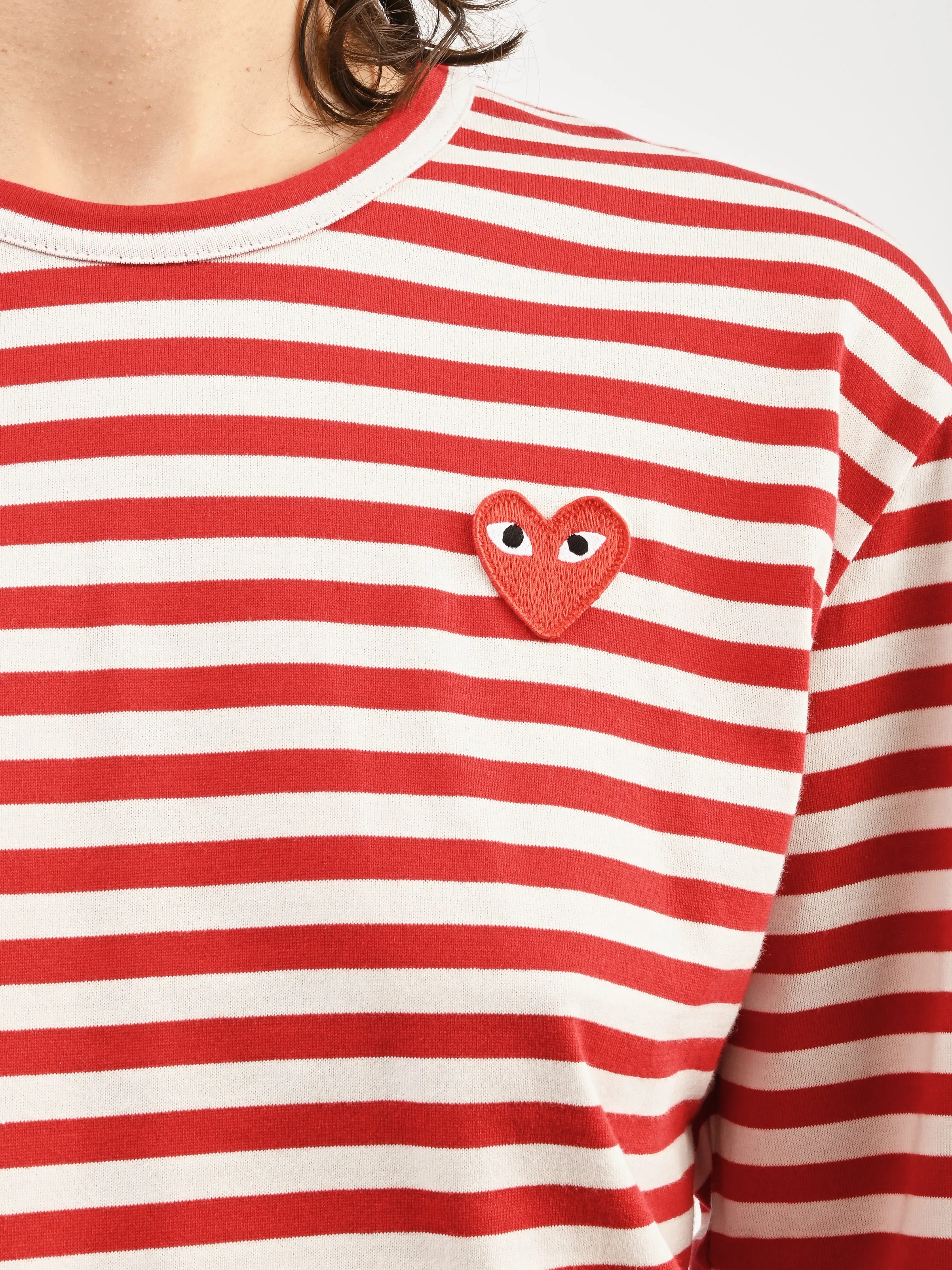 Red/White Red Heart Play Striped T-Shirt