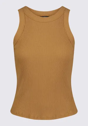 Regine Women’s Ribbed Tank Top in Tan - KT0119P