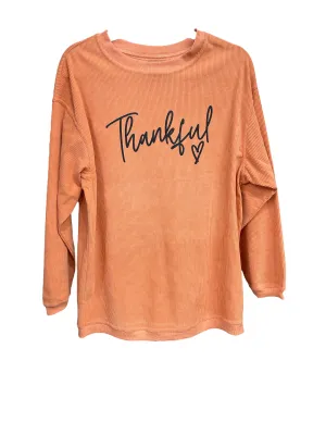 Ribbed "Thankful" Long Sleeve Top