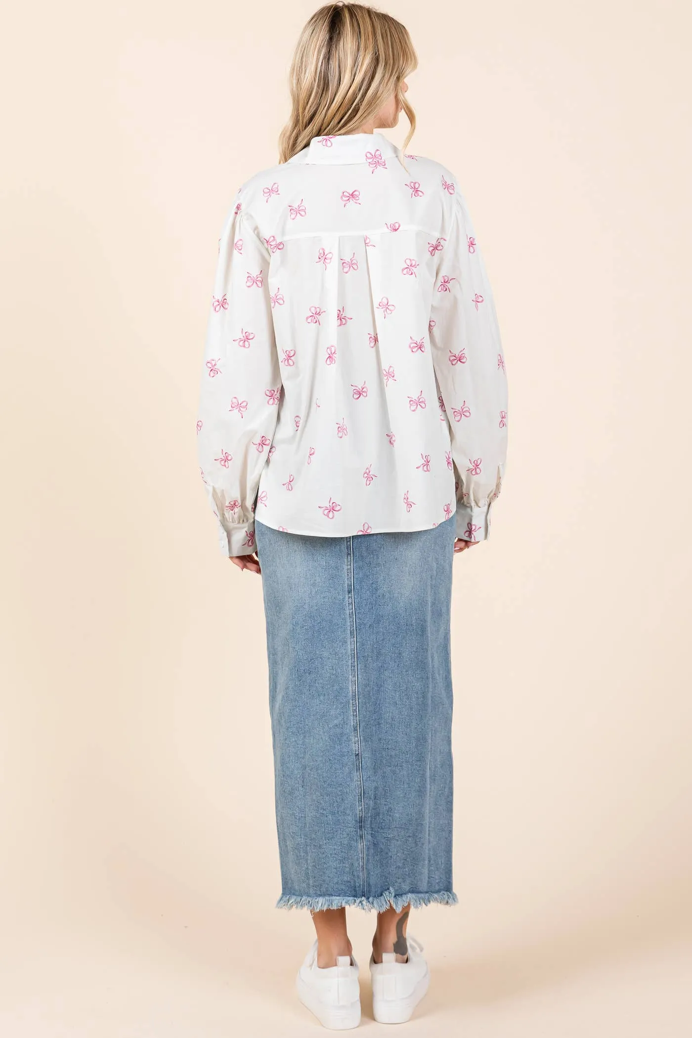 Ribbon Bow Print Top