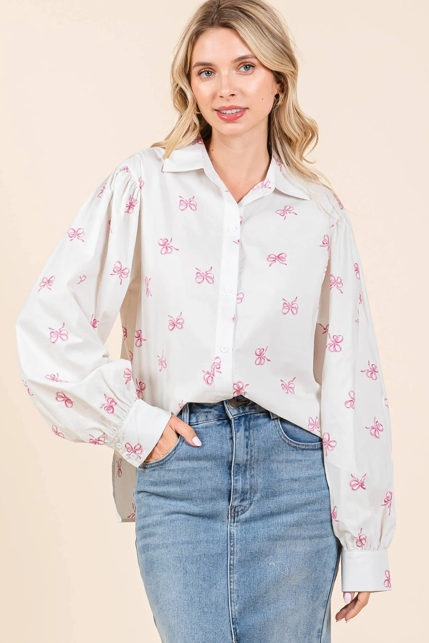 Ribbon Bow Print Top