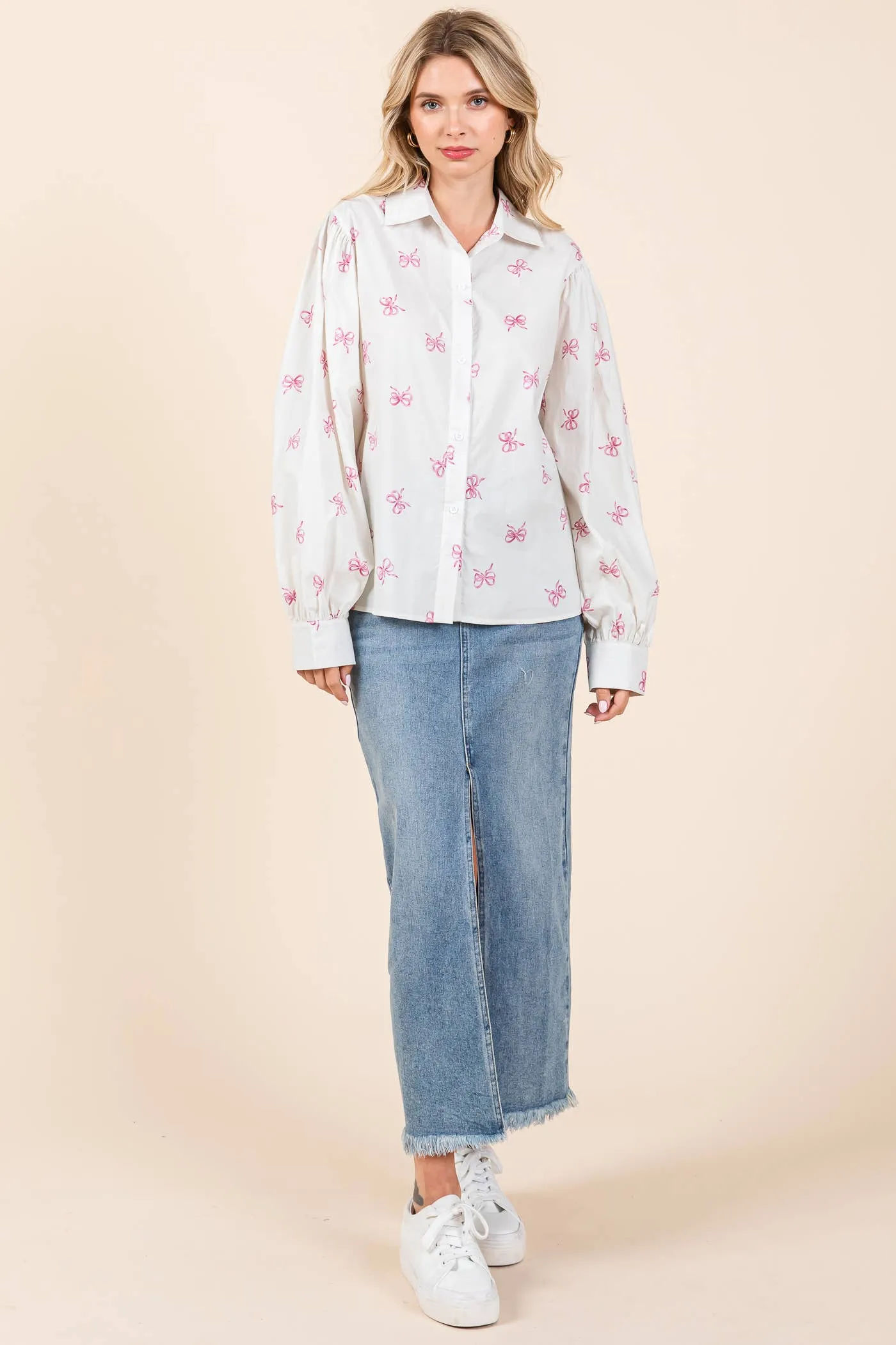 Ribbon Bow Print Top