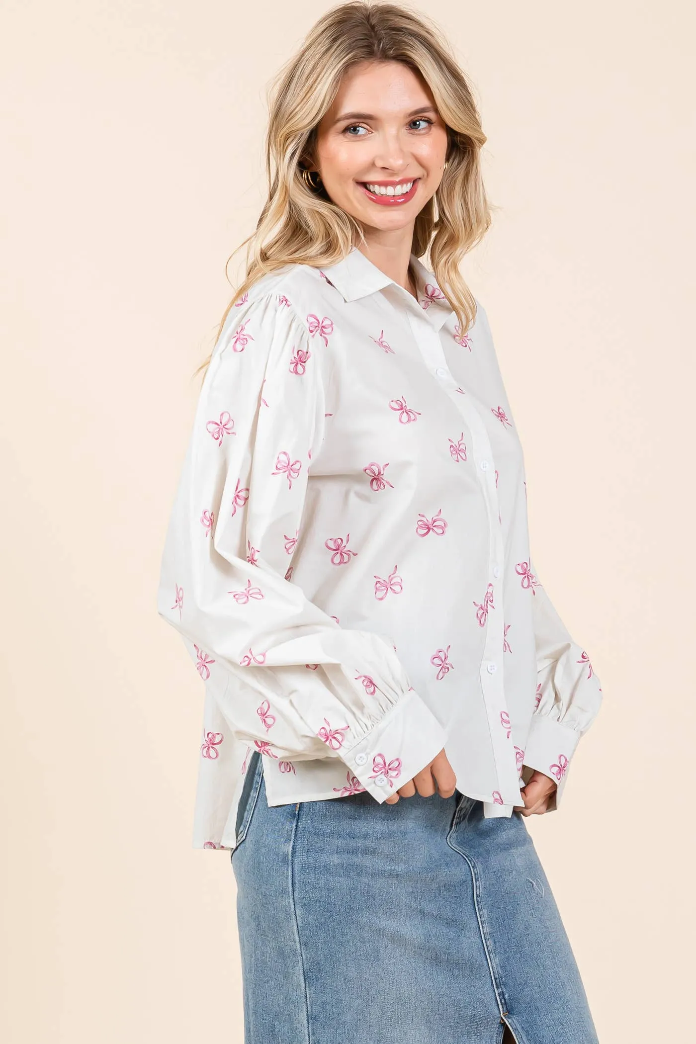 Ribbon Bow Print Top