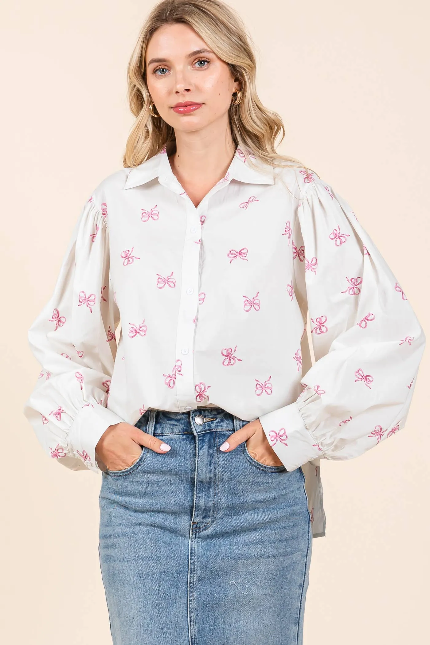 Ribbon Bow Print Top