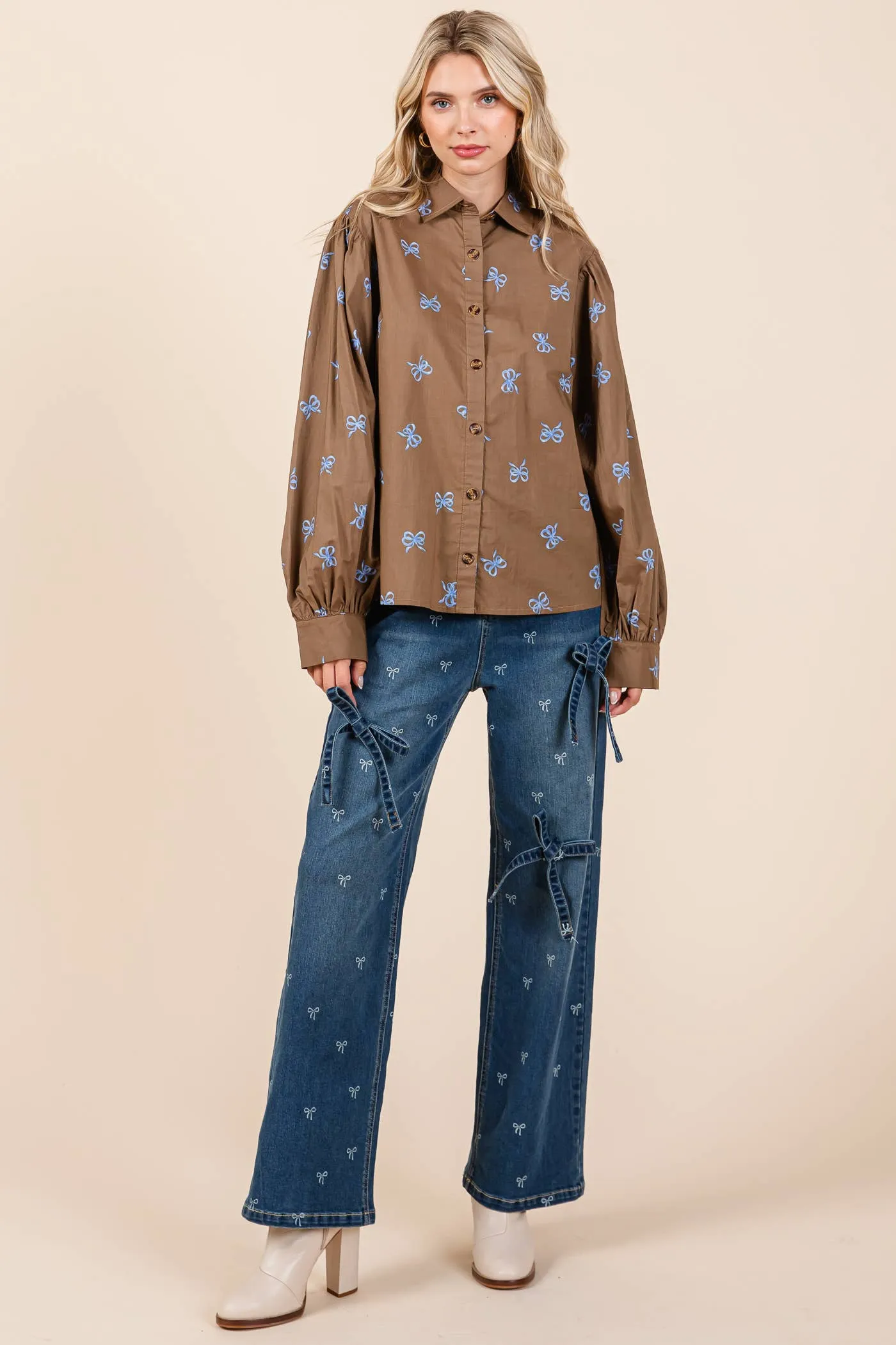 Ribbon Bow Print Top
