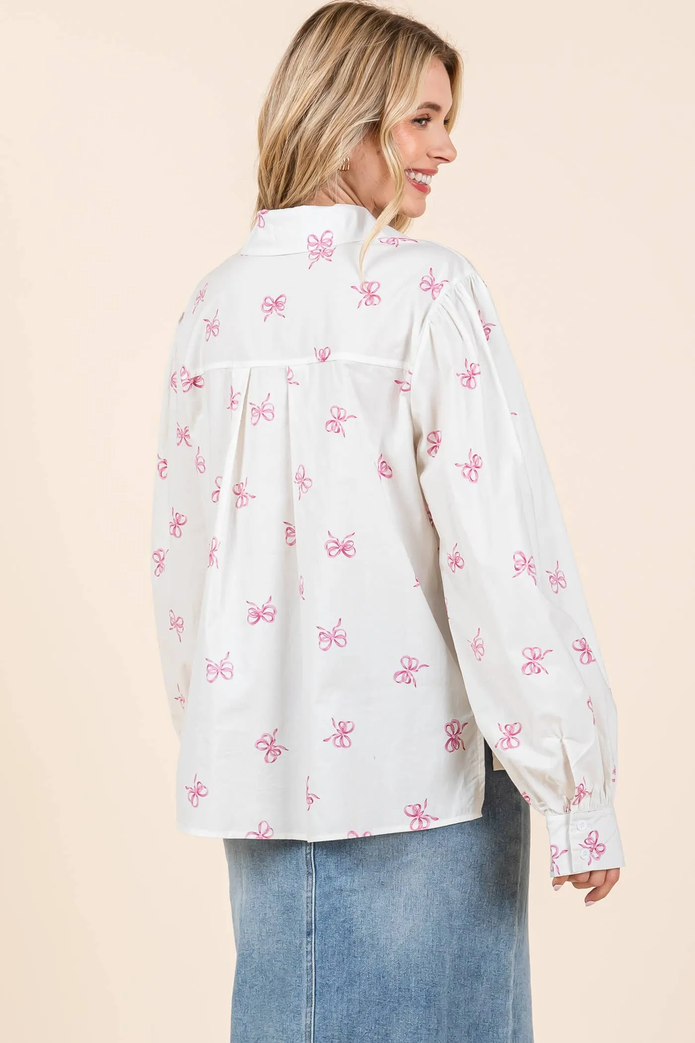 Ribbon Bow Print Top
