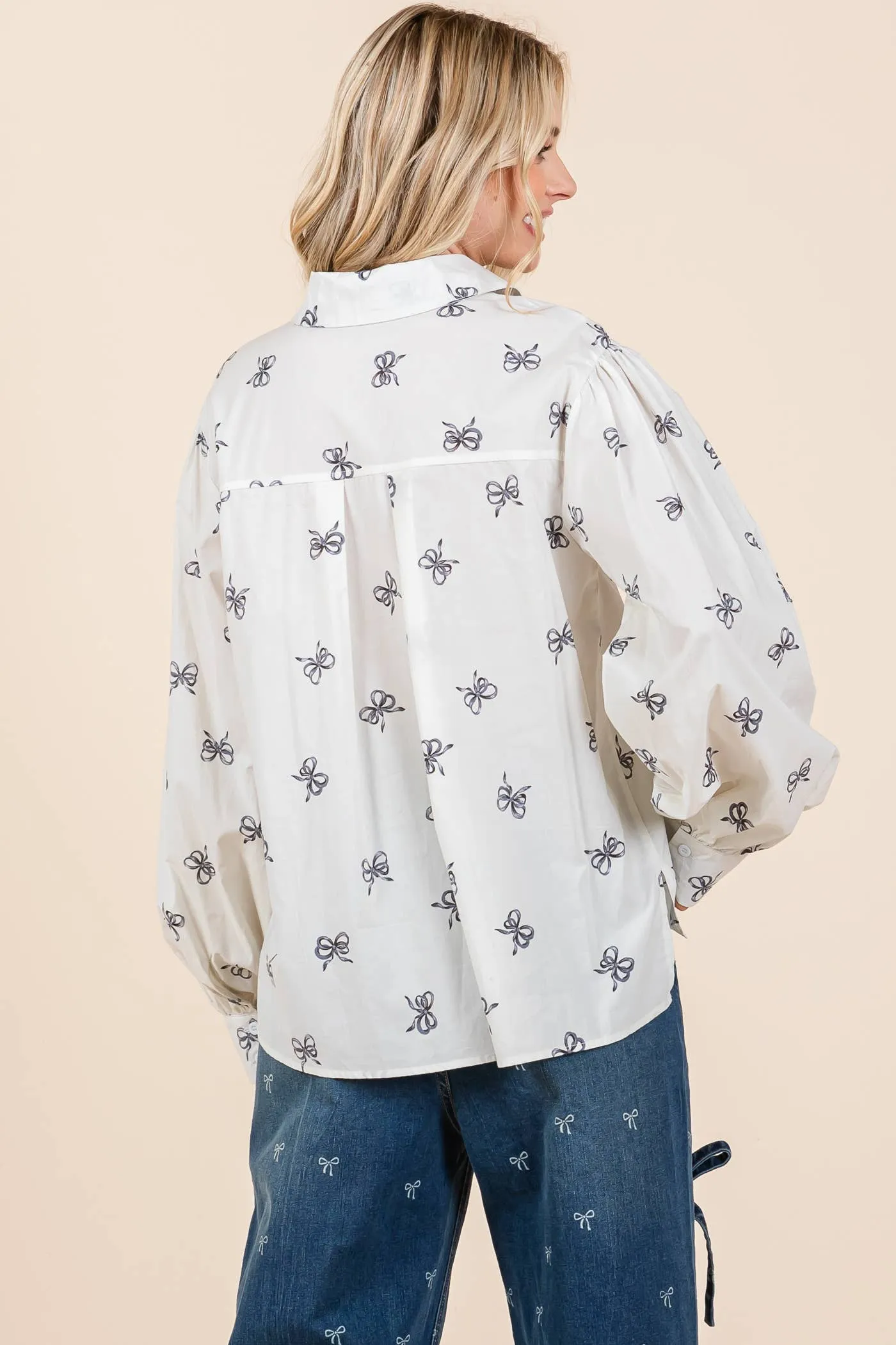 Ribbon Bow Print Top