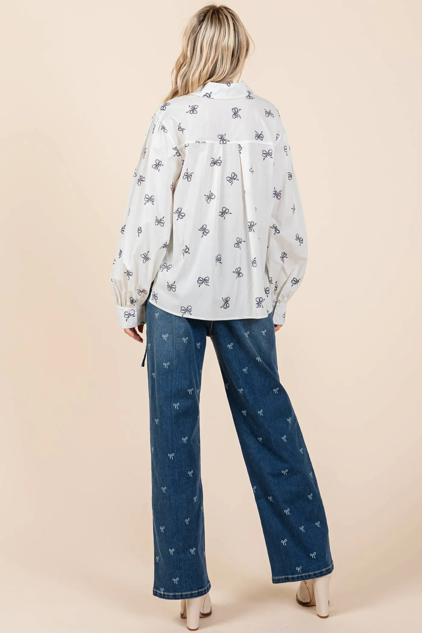 Ribbon Bow Print Top