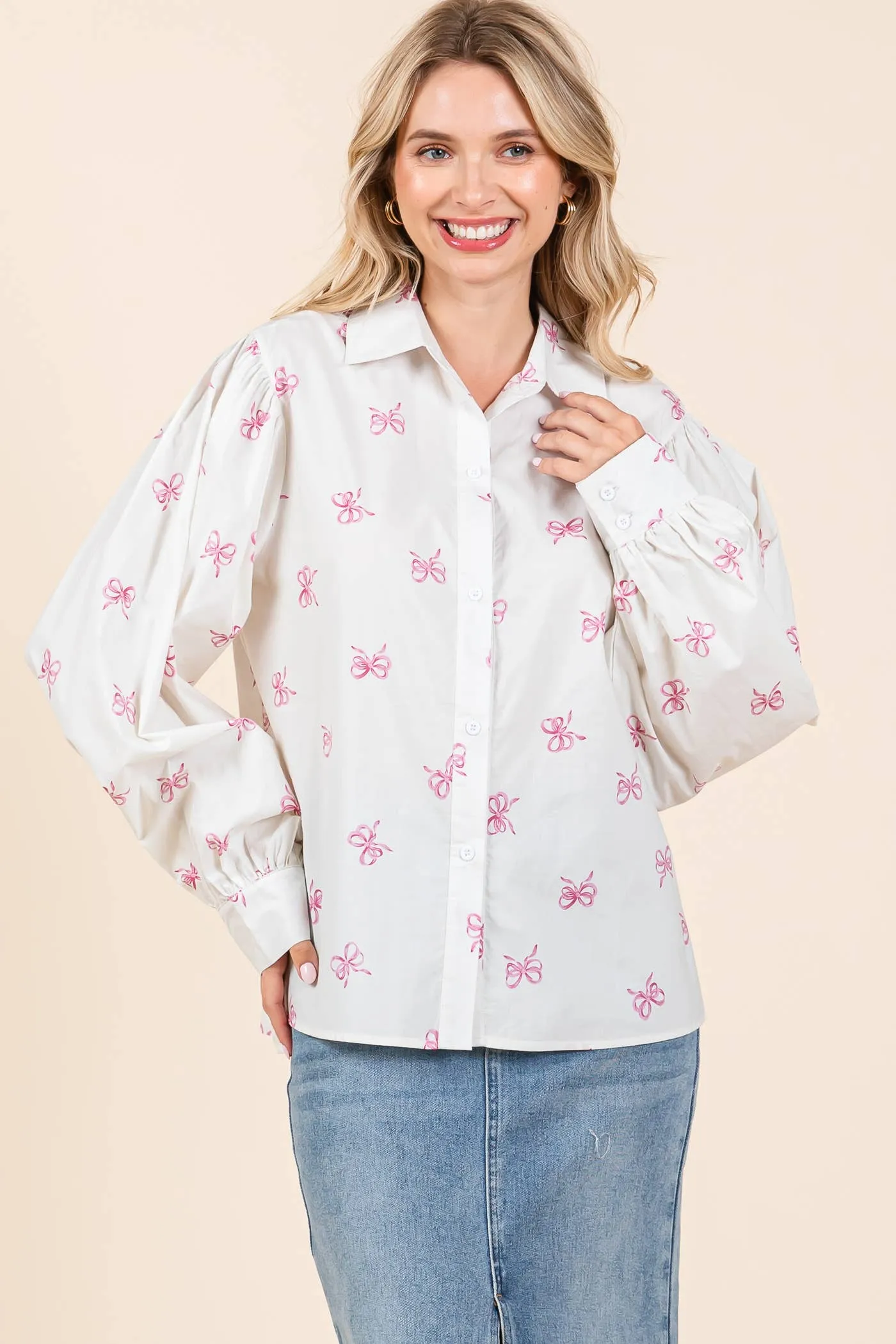 Ribbon Bow Print Top