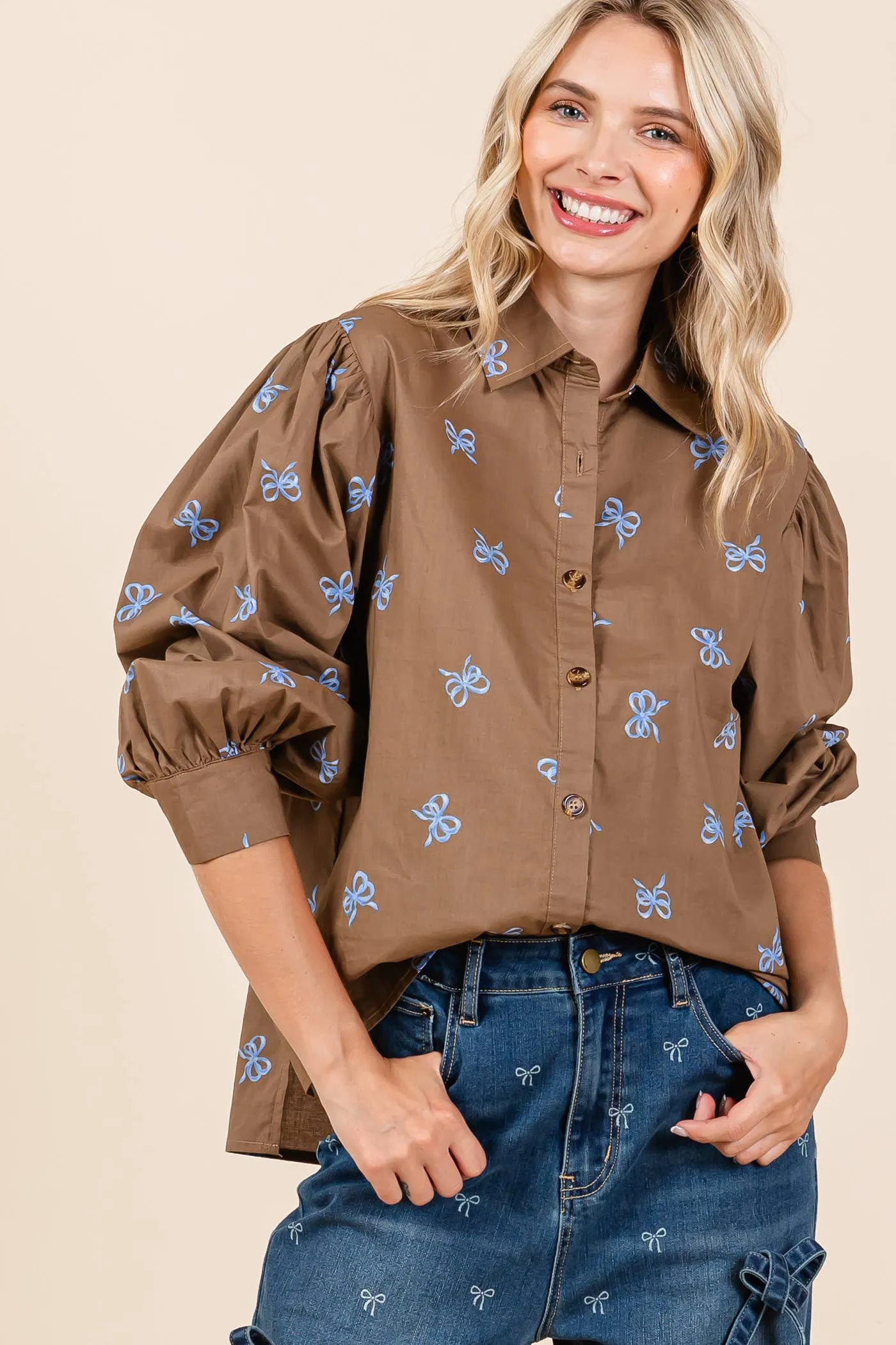 Ribbon Bow Print Top