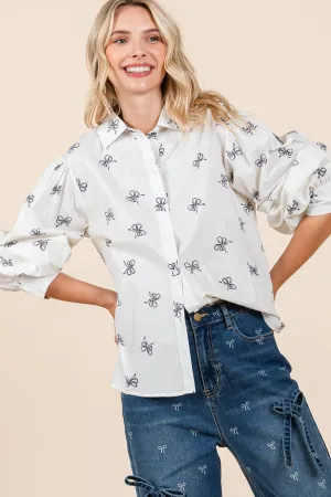 Ribbon Bow Print Top