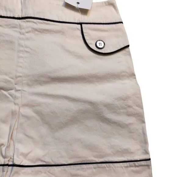 Richmond X White A-Line Mini Skirt w/Pleated Front &amp; Black Trim Sz 44 NWT
