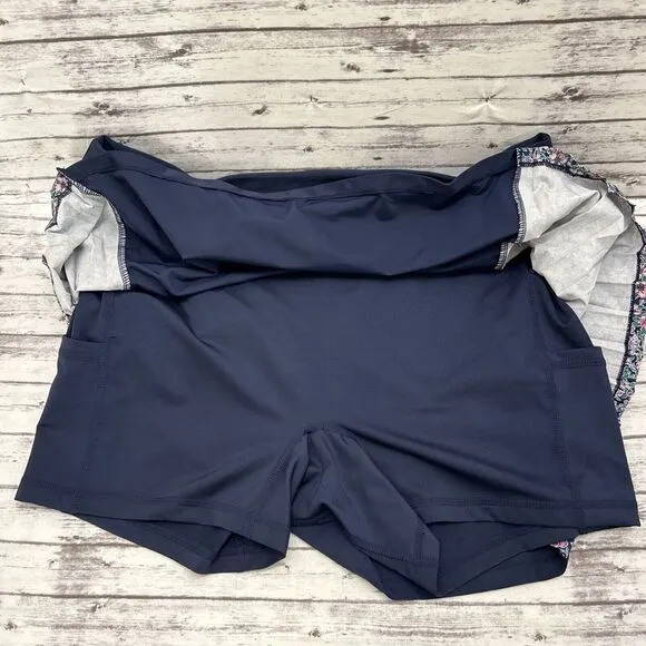 RLX Ralph Lauren Skort Womens Large Navy Floral Pleated Performance Skirt Tennis