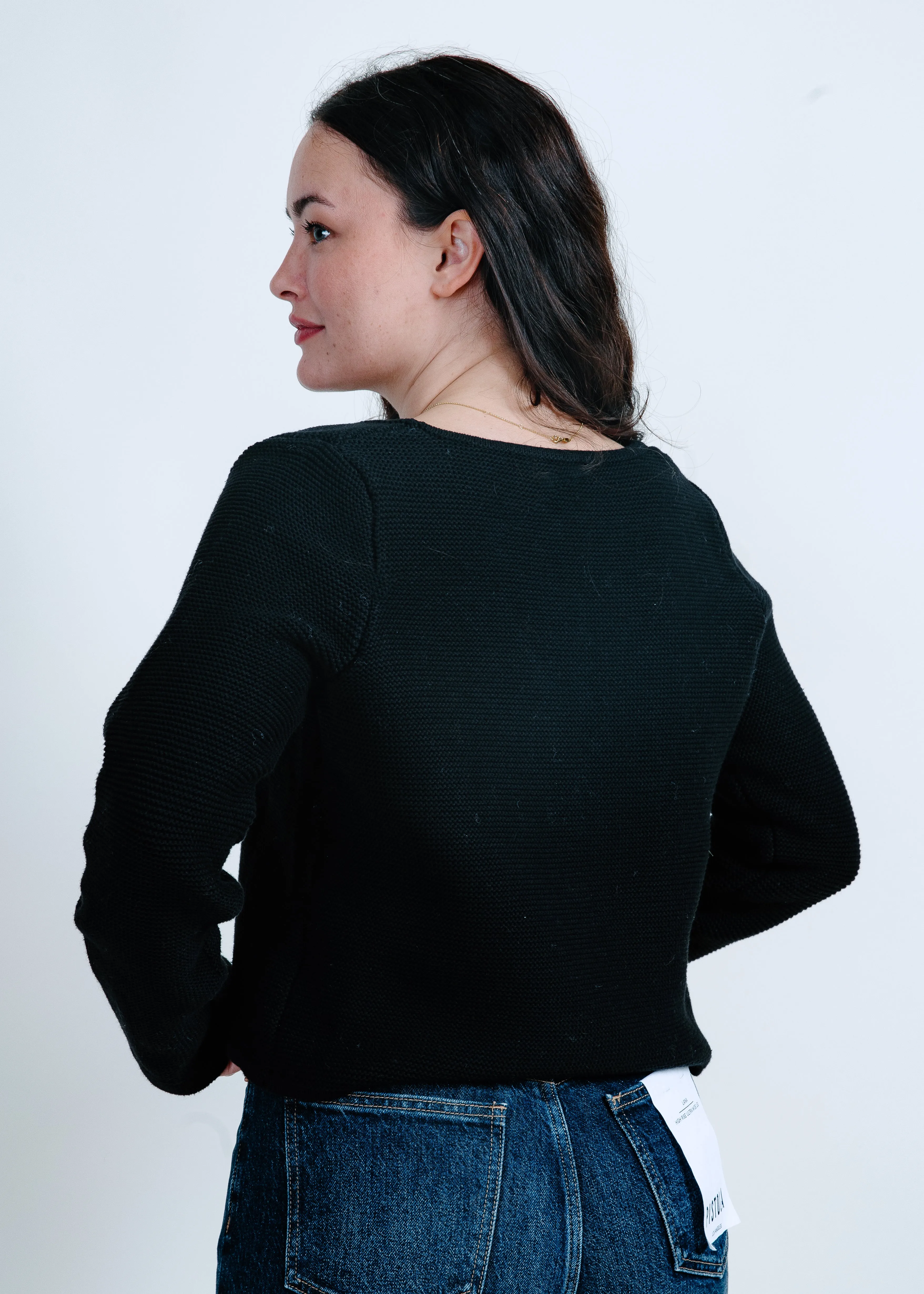 Rosie Tie Front Sweater - Black