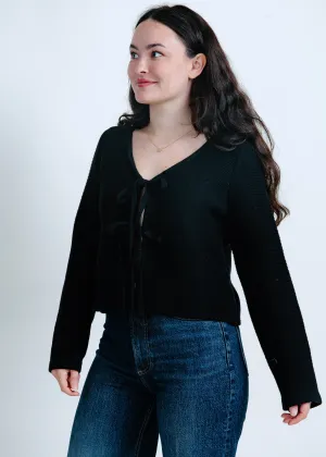 Rosie Tie Front Sweater - Black