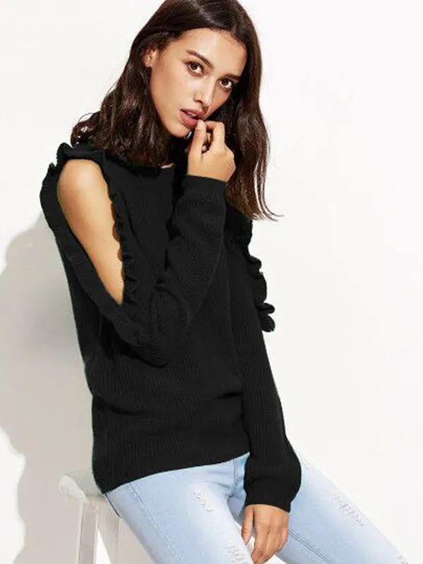 Round Neck Long Sleeve Knit Sweater