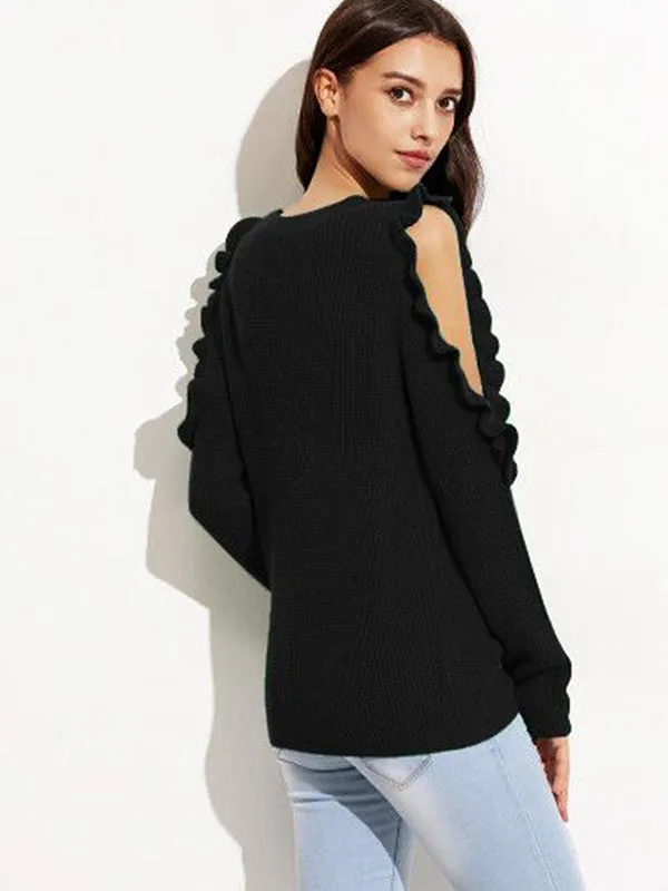 Round Neck Long Sleeve Knit Sweater
