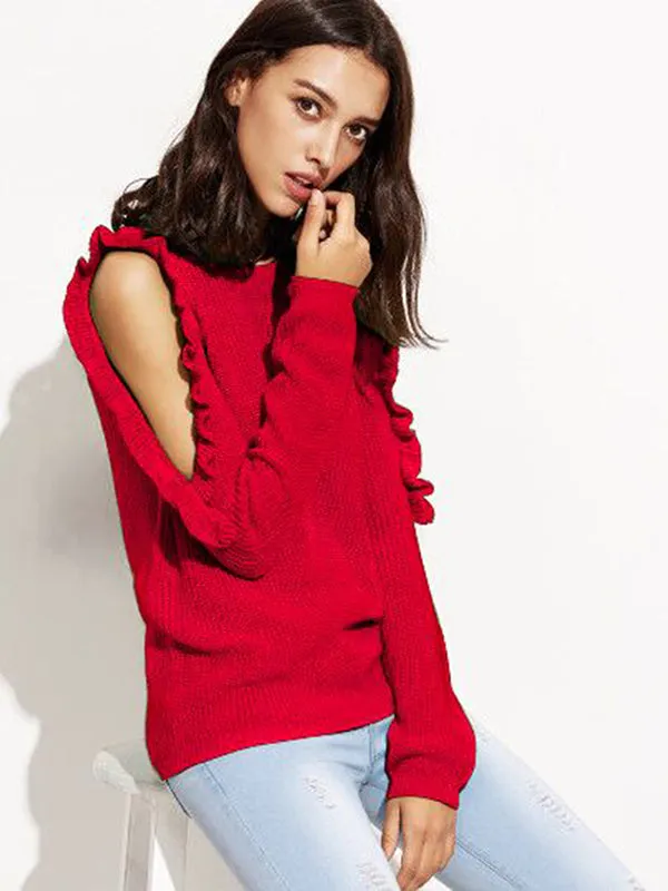 Round Neck Long Sleeve Knit Sweater