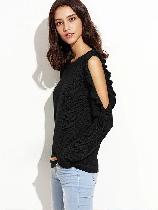 Round Neck Long Sleeve Knit Sweater