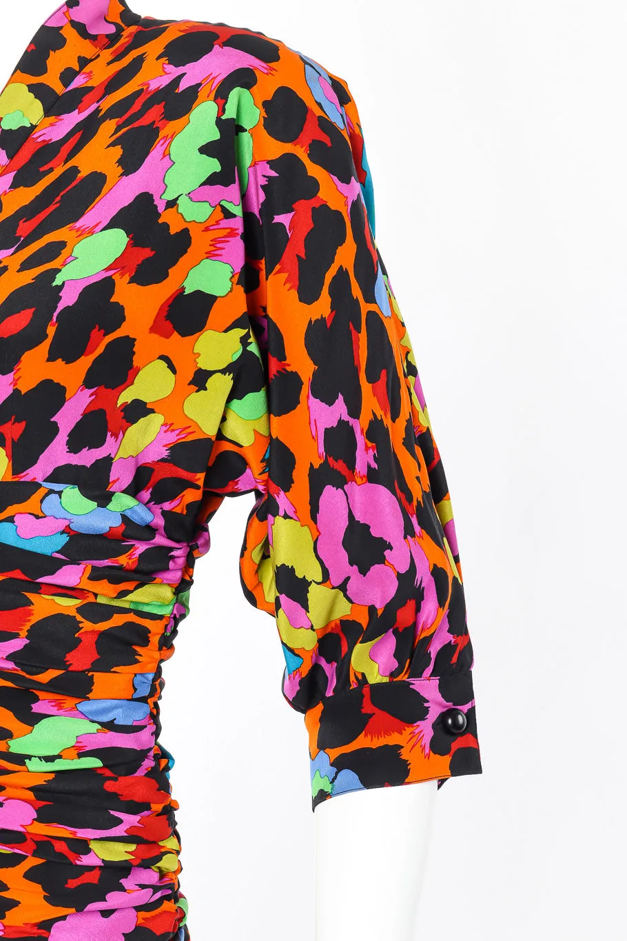 Ruched Neon Leopard Dress
