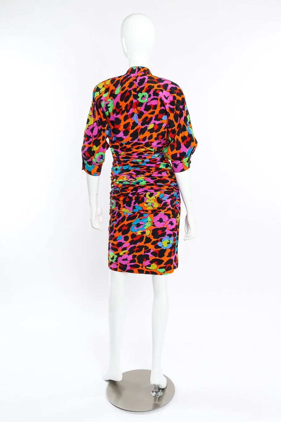 Ruched Neon Leopard Dress