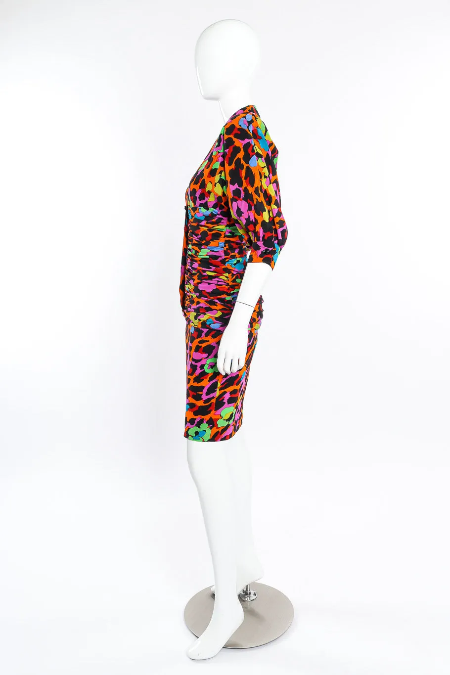 Ruched Neon Leopard Dress