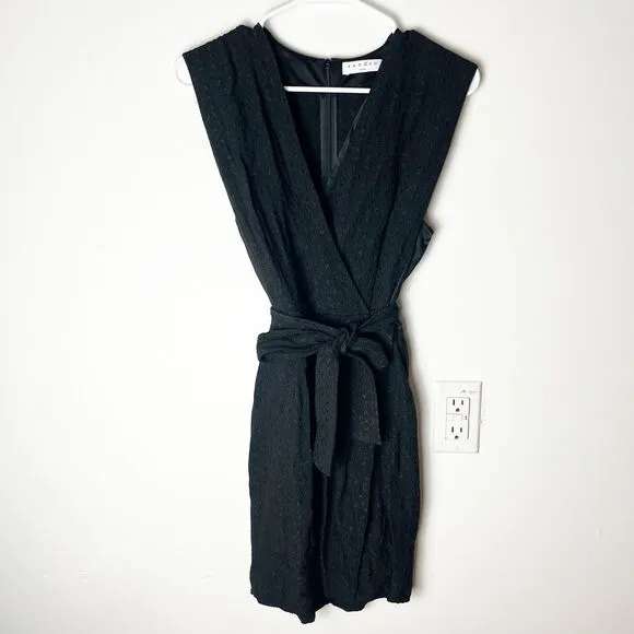 Sandro | Wrap-Over Crepe Black Jane Dress Cocktail Small