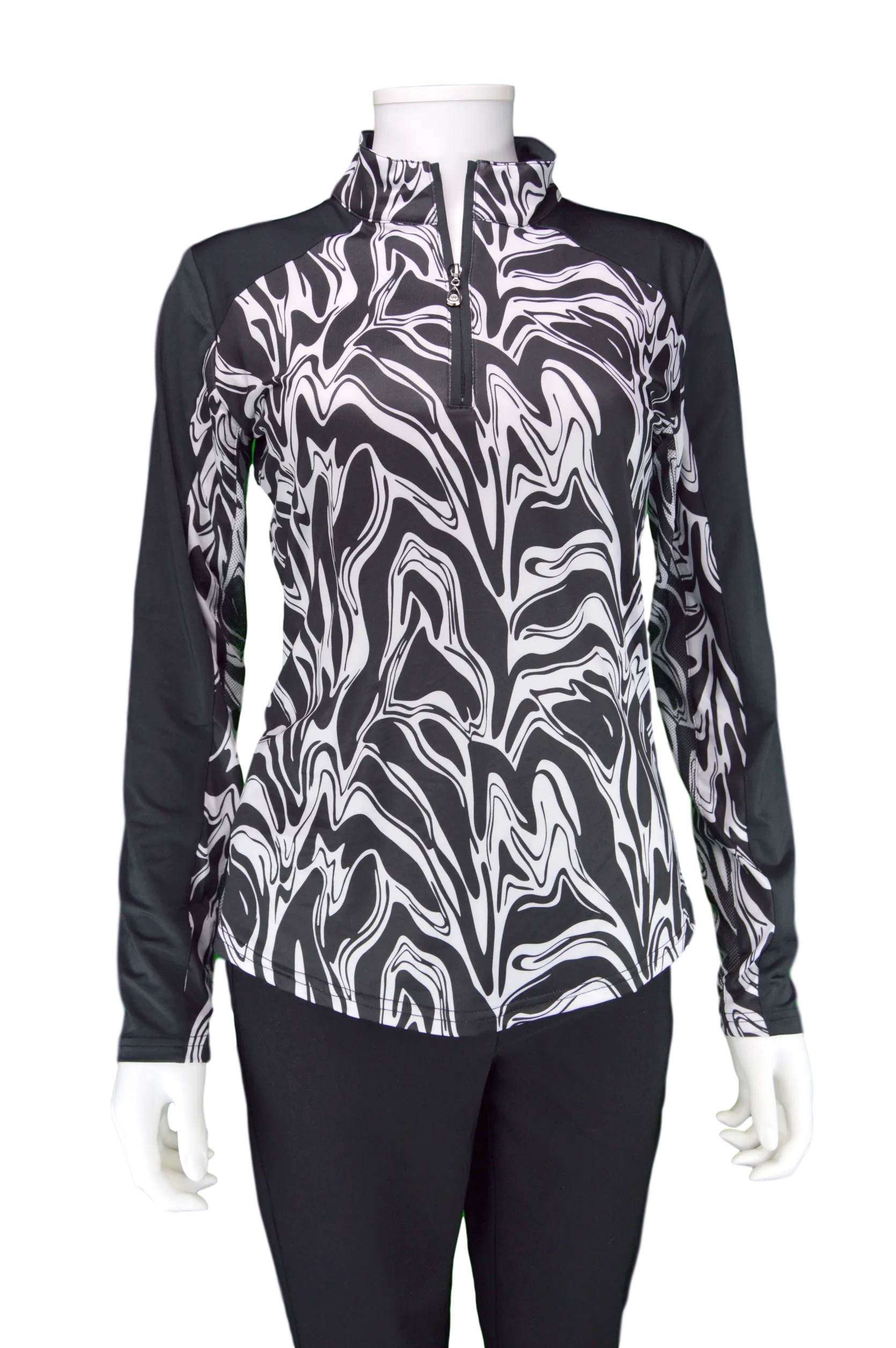 SanSoleil Printed SunGlow Mock with Vented Back. 900442 Serengeti Black | SPF 50