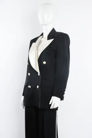 Satin Trim Tuxedo Jacket & Pant Suit