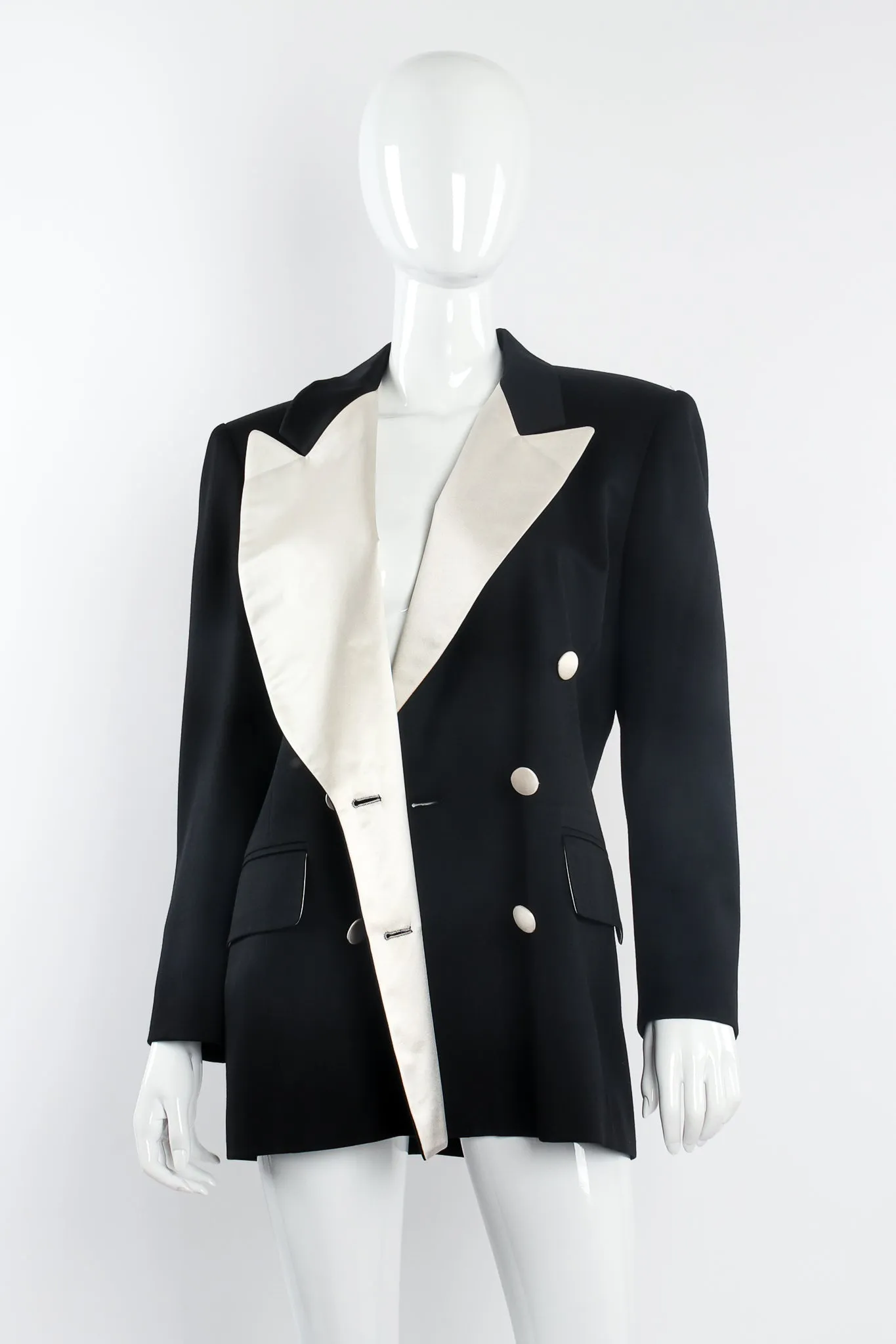 Satin Trim Tuxedo Jacket & Pant Suit