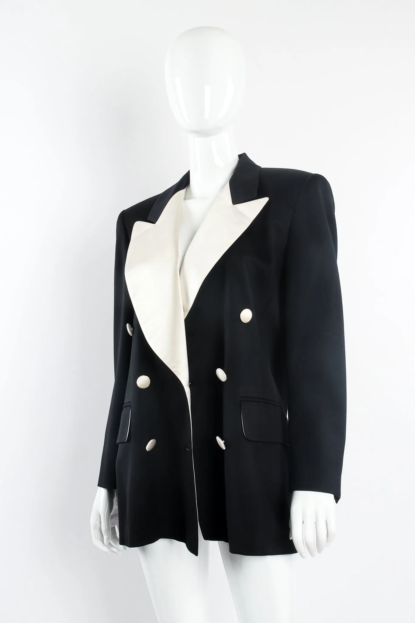 Satin Trim Tuxedo Jacket & Pant Suit