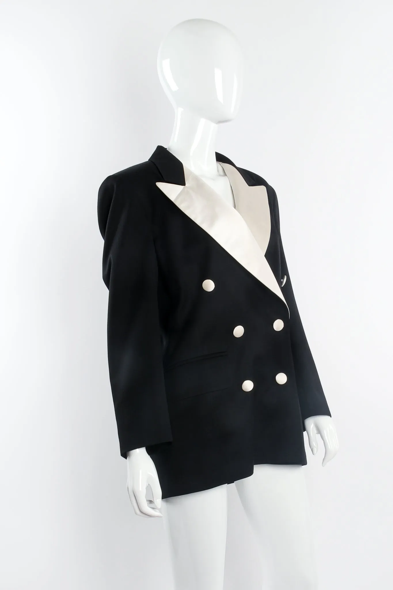 Satin Trim Tuxedo Jacket & Pant Suit