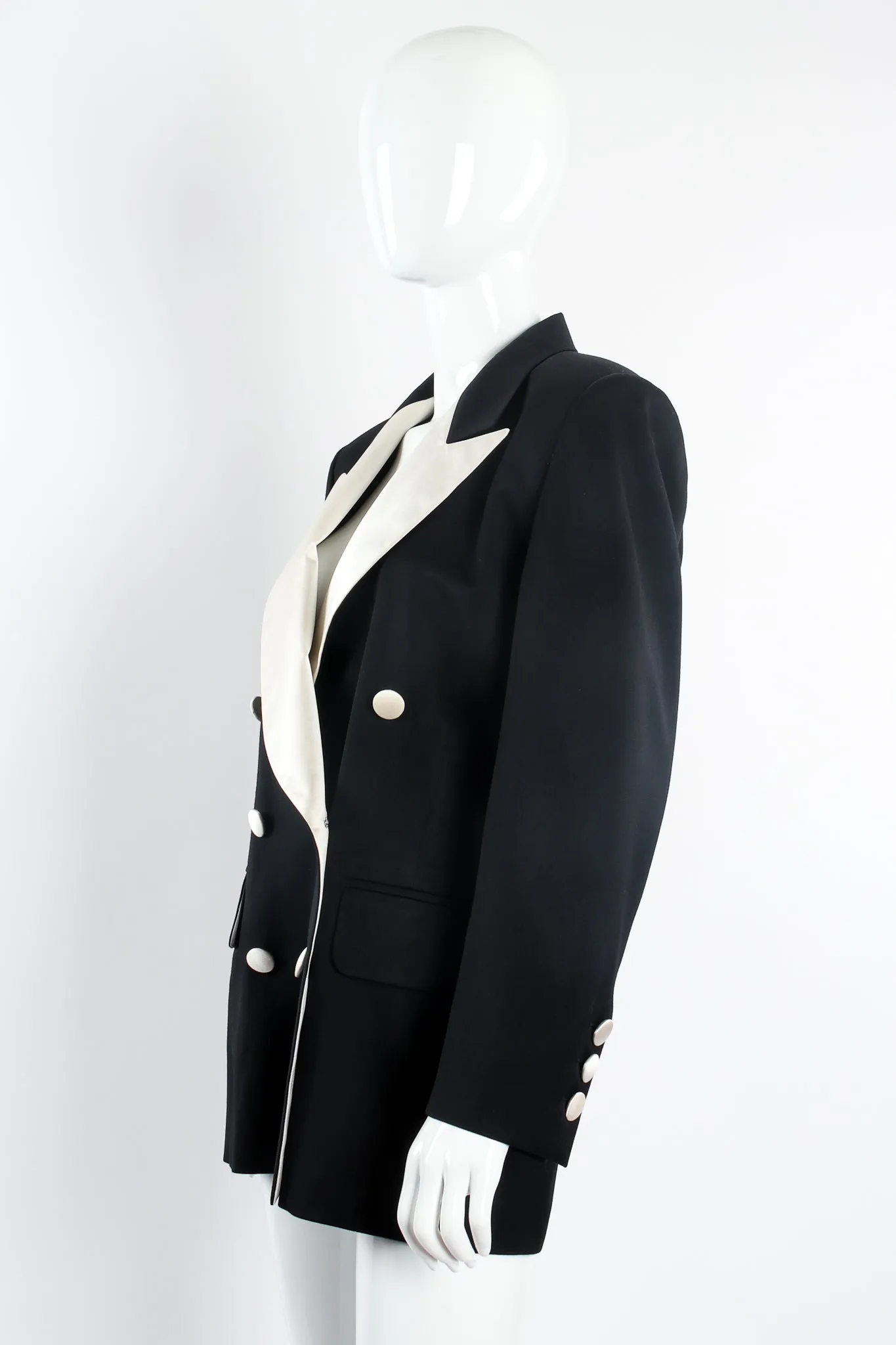 Satin Trim Tuxedo Jacket & Pant Suit