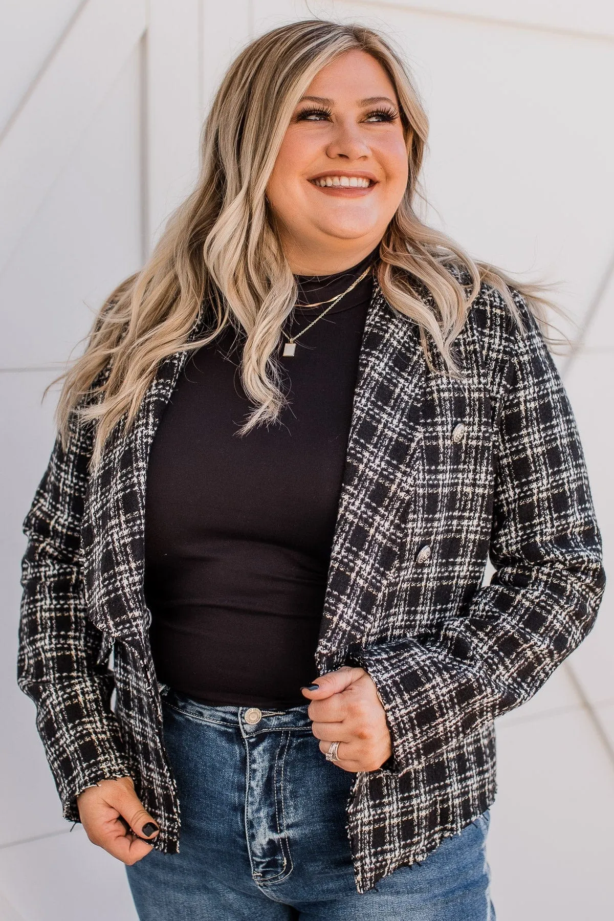 Sending Style Open Front Blazer- Black