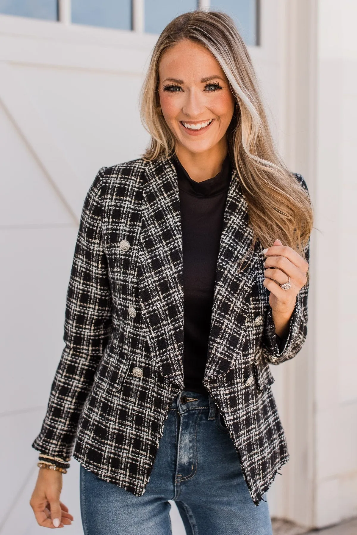 Sending Style Open Front Blazer- Black