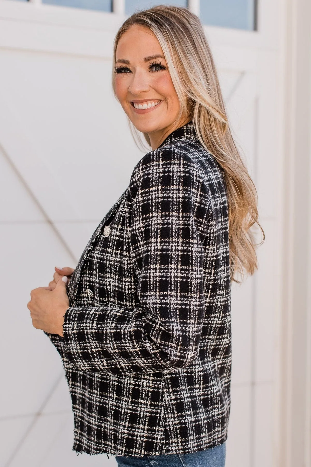 Sending Style Open Front Blazer- Black