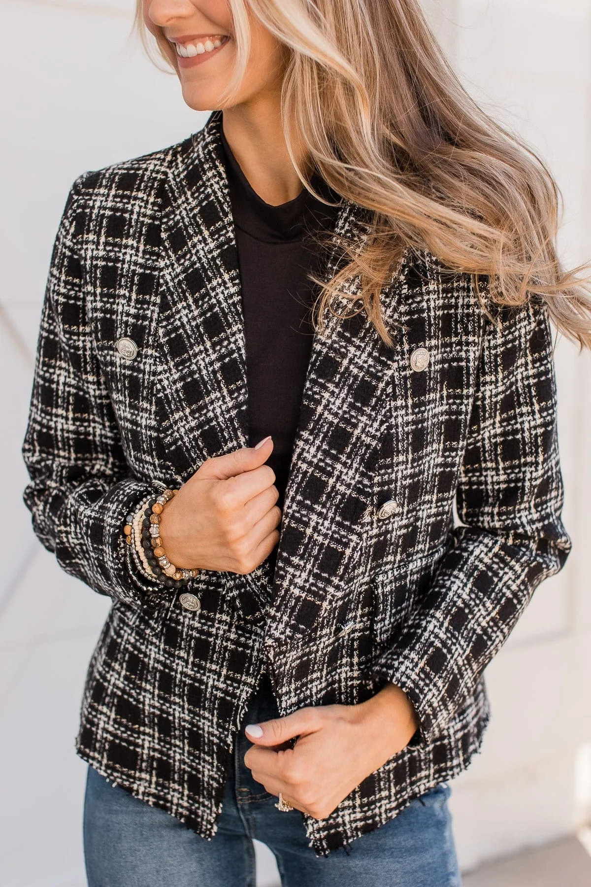 Sending Style Open Front Blazer- Black