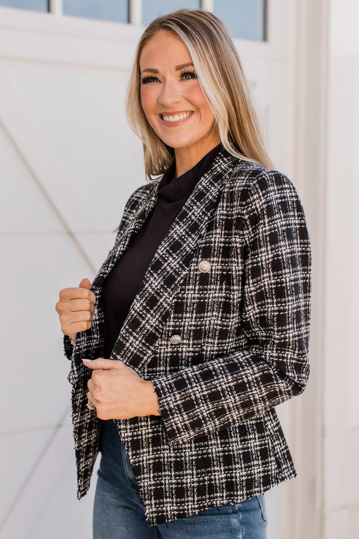 Sending Style Open Front Blazer- Black